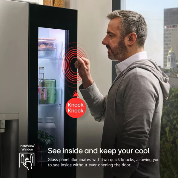 LG 26 cu. ft. Smart InstaView® Counter-Depth MAX™ French Door Refrigerator – Dual Ice, Stainless Steel  | 1-Year Warranty (Model LRFOC2606S)