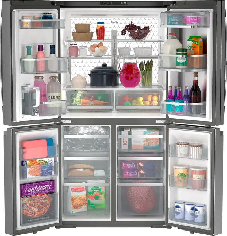 GE Profile 28 Cu. Ft. 4-Door Smart French Door Refrigerator – Convertible Zone, Stainless Steel with 1-Year Warranty