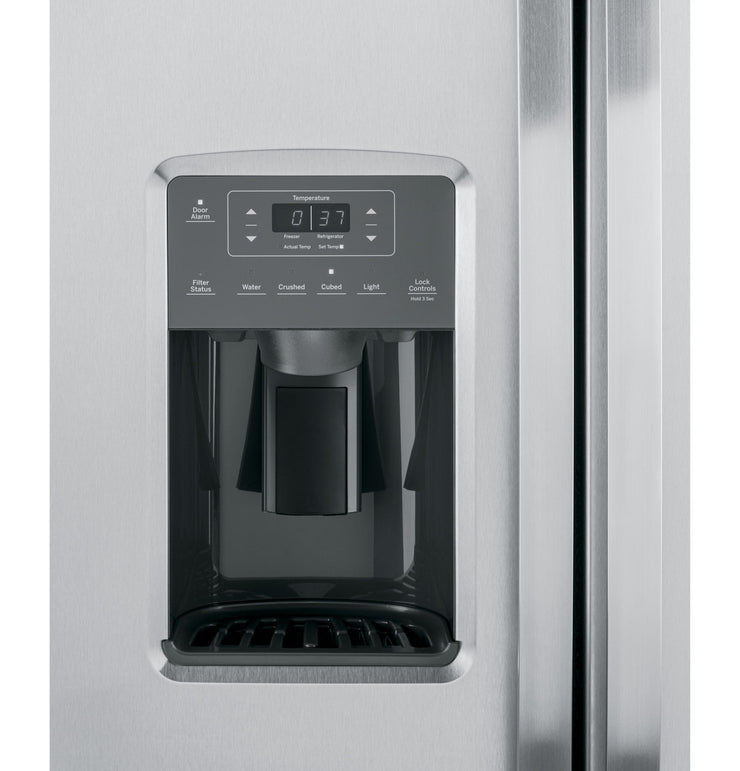 GE 25.3 Cu. Ft. Side-by-Side Stainless Steel Refrigerator with External Ice & Water Dispenser – Spacious, Stylish & Convenient with 1-Year Warranty