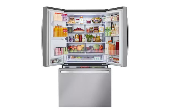 LG 26 cu. ft. Smart InstaView® Counter-Depth MAX™ French Door Refrigerator – Dual Ice, Stainless Steel  | 1-Year Warranty (Model LRFOC2606S)