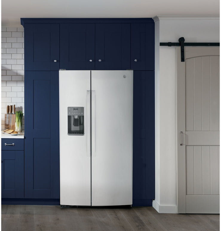 GE 25.3 Cu. Ft. Side-by-Side Stainless Steel Refrigerator with External Ice & Water Dispenser – Spacious, Stylish & Convenient with 1-Year Warranty