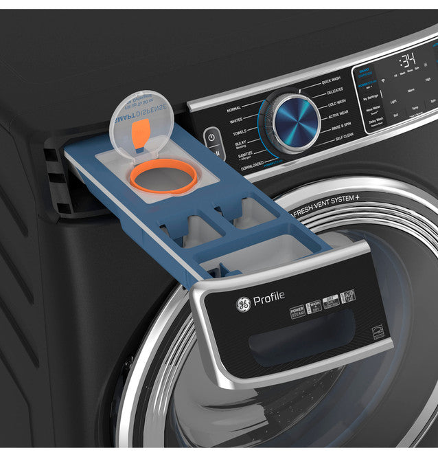 GE Profile 5.3 cu. ft Smart Front Load Steam Washer w/ UltraFresh Vent, Microban, SmartDispense 1-Year Warranty – Carbon Graphite (Model: PFW950SPTDS)