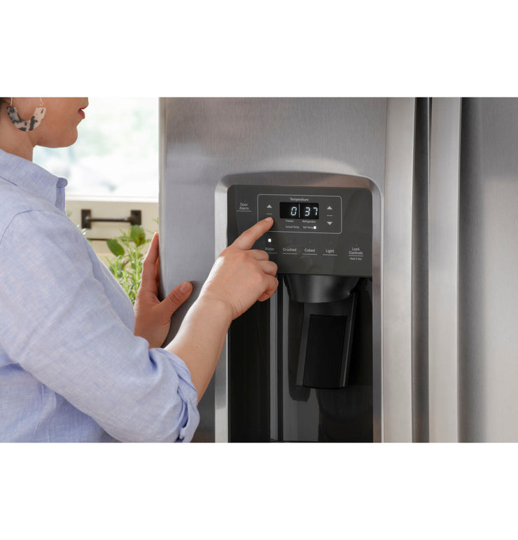 GE 25.3 Cu. Ft. Side-by-Side Stainless Steel Refrigerator with External Ice & Water Dispenser – Spacious, Stylish & Convenient with 1-Year Warranty