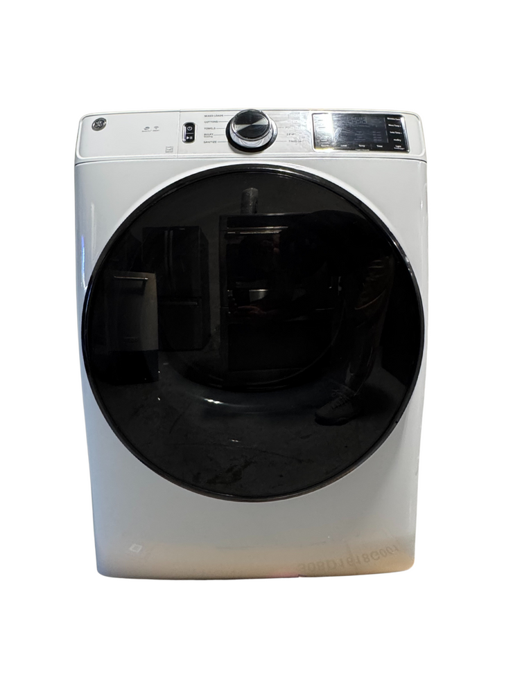 GE 7.8 Cu. Ft. High-Efficiency Gas Dryer with Sensor Dry & 10 Cycles – with 1-Year Warranty – White (Model: GFD55GSSNWW)