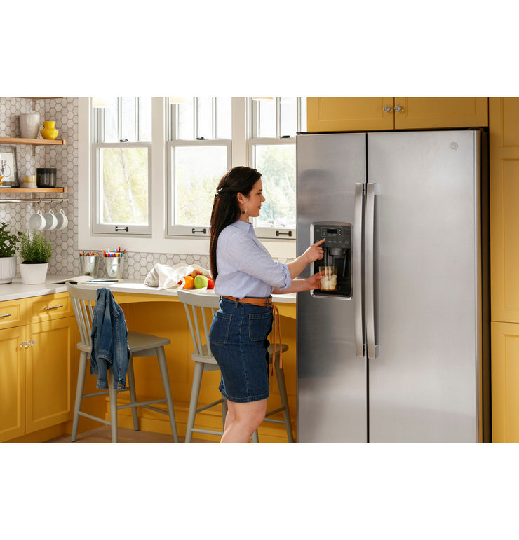 GE 25.3 Cu. Ft. Side-by-Side Stainless Steel Refrigerator with External Ice & Water Dispenser – Spacious, Stylish & Convenient with 1-Year Warranty