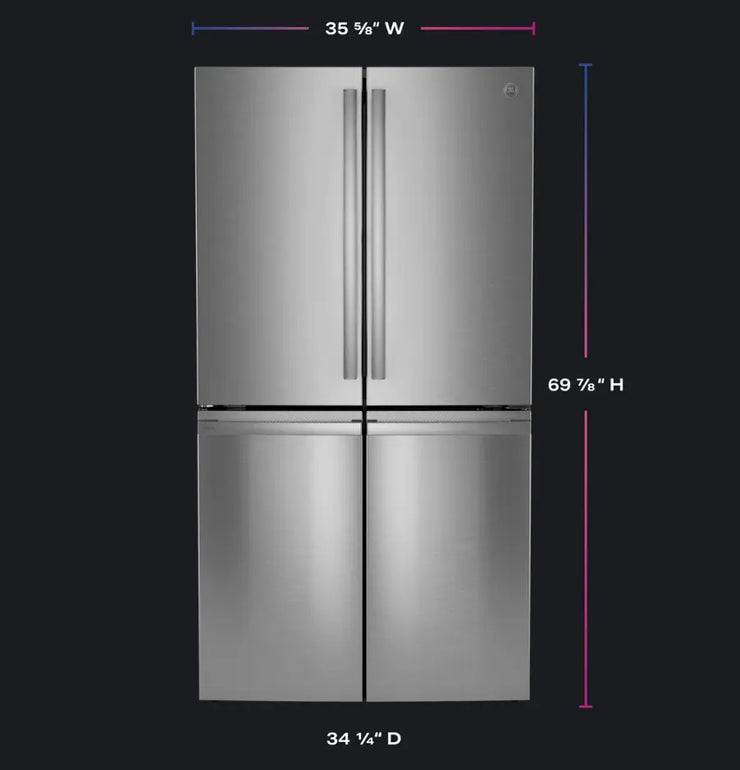 GE Profile 28 Cu. Ft. 4-Door Smart French Door Refrigerator – Convertible Zone, Stainless Steel with 1-Year Warranty