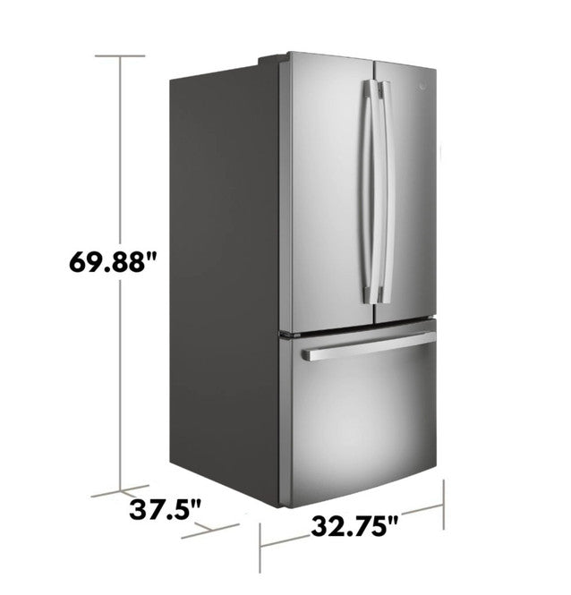 GE 24.7 Cu. Ft. French Door Refrigerator – Stainless Steel, Internal Water Dispenser with 1 Year Warranty