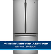 GE 24.7 Cu. Ft. French Door Refrigerator – Stainless Steel, Internal Water Dispenser with 1 Year Warranty