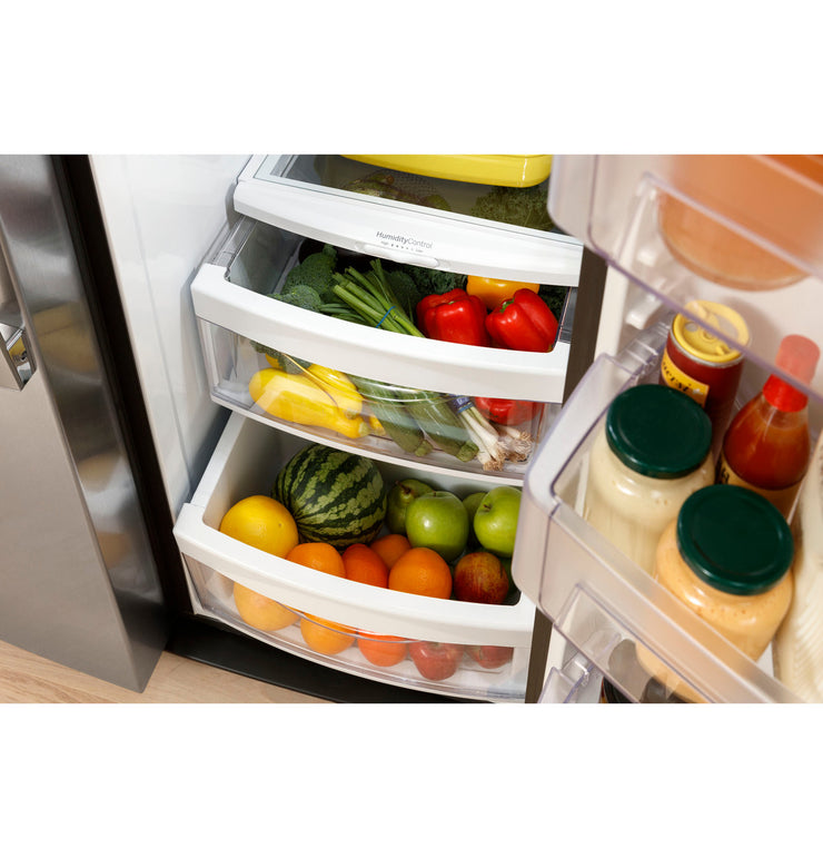 GE 25.3 Cu. Ft. Side-by-Side Stainless Steel Refrigerator with External Ice & Water Dispenser – Spacious, Stylish & Convenient with 1-Year Warranty