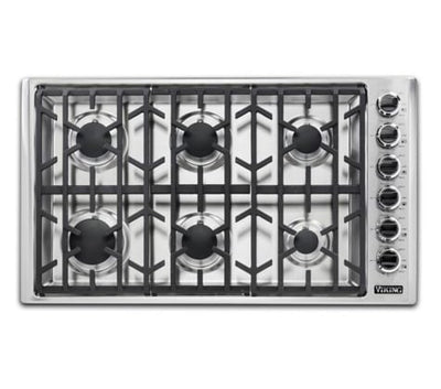 Viking Professional 5 Series 36.7″ Gas Cooktop – Stainless Steel – 6 Sealed Burners | Fully Functional | 1-Year Warranty (Model VGSU53616BSS)