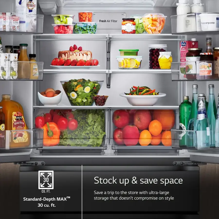 LG 29.6 cu. ft. Standard-Depth MAX 4-Door French Door Smart Refrigerator with Full-Convert Drawer – Stainless Steel | Fully Functional | 1-Year Warranty (LF30S8210S)
