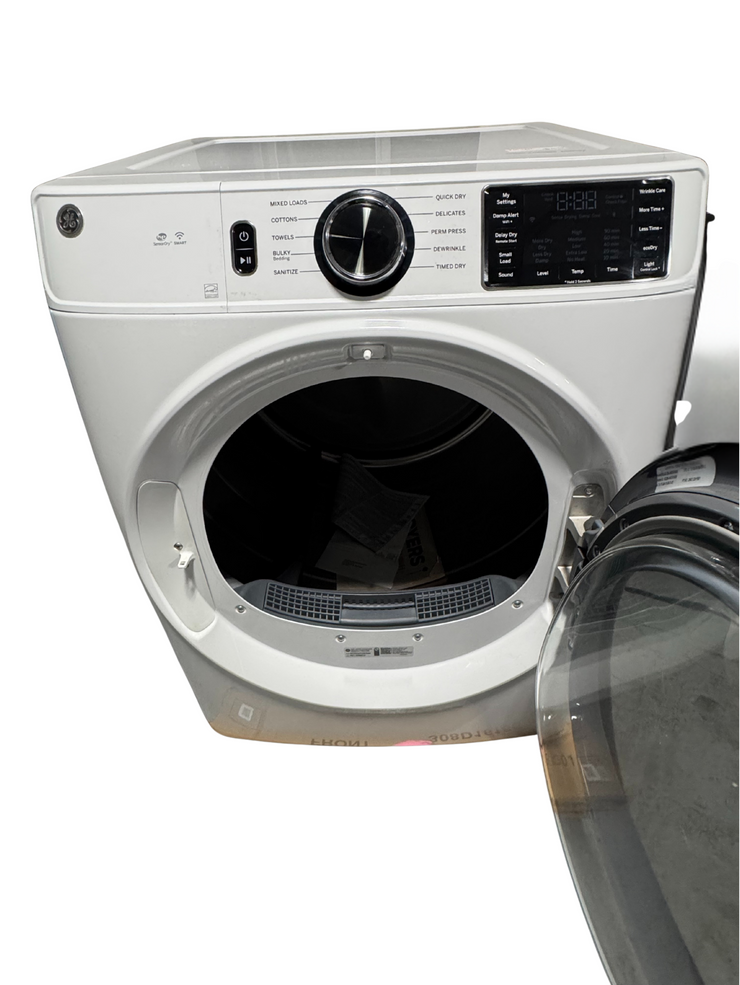 GE 7.8 Cu. Ft. High-Efficiency Gas Dryer with Sensor Dry & 10 Cycles – with 1-Year Warranty – White (Model: GFD55GSSNWW)