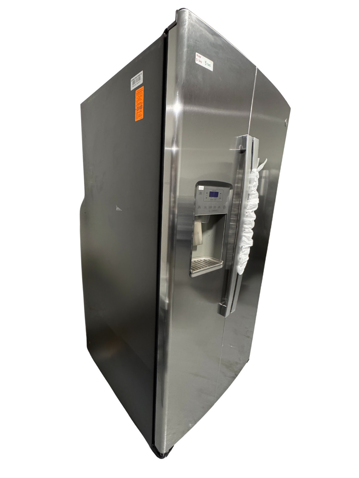 GE 25.1 Cu. Ft. Side-by-Side Refrigerator – Stainless Steel with External Ice & Water Dispenser with 1-Year Warranty