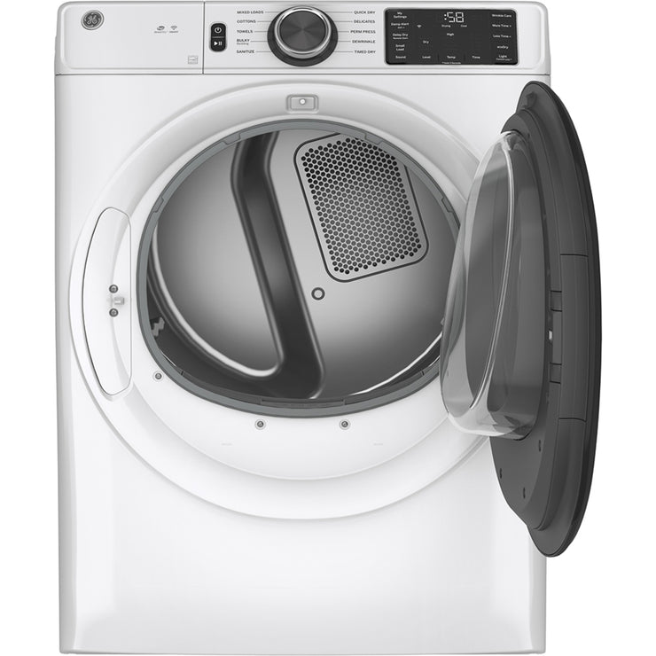 GE 7.8 Cu. Ft. High-Efficiency Gas Dryer with Sensor Dry & 10 Cycles – with 1-Year Warranty – White (Model: GFD55GSSNWW)