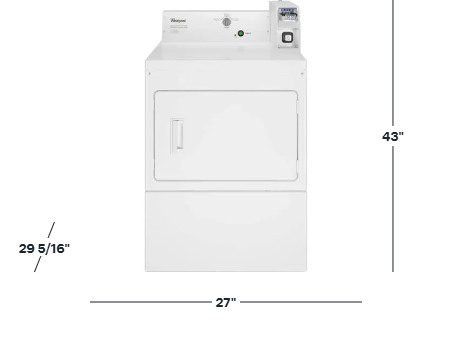 Whirlpool 7.4 Cu. Ft. Commercial Gas Dryer with High-Velocity Airflow –1-Year Warranty – White (Model: CGM2745FQ)