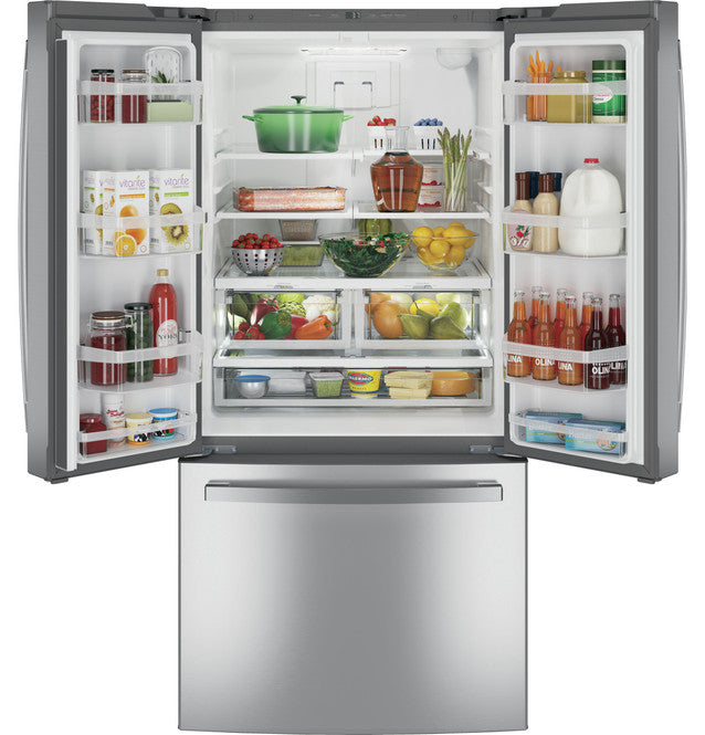 GE 24.7 Cu. Ft. French Door Refrigerator – Stainless Steel, Internal Water Dispenser with 1 Year Warranty