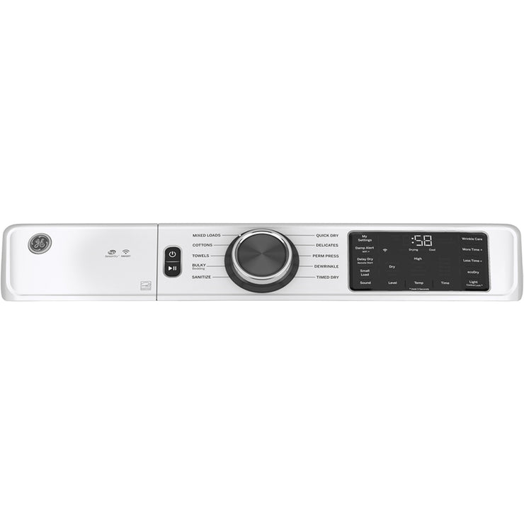 GE 7.8 Cu. Ft. High-Efficiency Gas Dryer with Sensor Dry & 10 Cycles – with 1-Year Warranty – White (Model: GFD55GSSNWW)