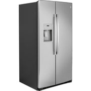 GE 25.1 Cu. Ft. Side-by-Side Refrigerator – Stainless Steel with External Ice & Water Dispenser with 1-Year Warranty