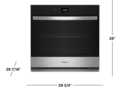 Whirlpool 30″ Built-In Single Electric Convection Wall Oven with Air Fry & Wi-Fi – Stainless Steel | 1-Year Warranty (Model WOES5030LZ)