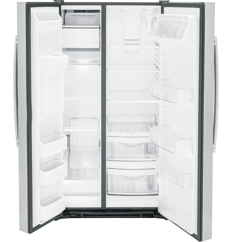 GE 25.3 Cu. Ft. Side-by-Side Stainless Steel Refrigerator with External Ice & Water Dispenser – Spacious, Stylish & Convenient with 1-Year Warranty