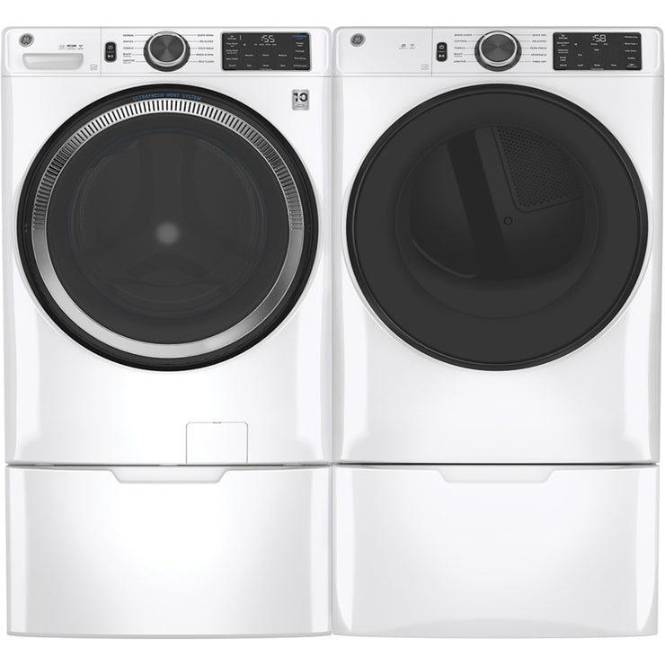 GE 7.8 Cu. Ft. High-Efficiency Gas Dryer with Sensor Dry & 10 Cycles – with 1-Year Warranty – White (Model: GFD55GSSNWW)